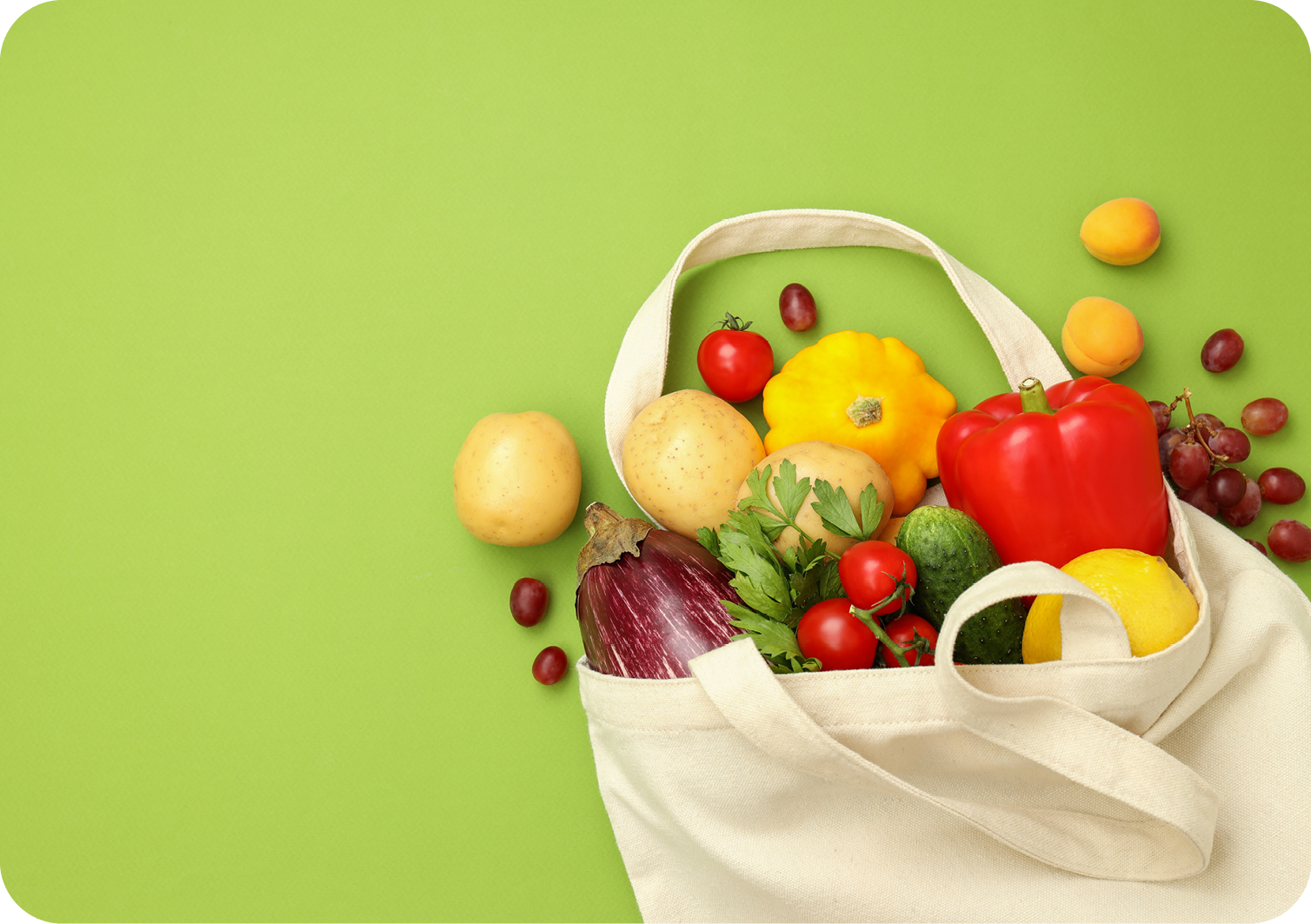 Bag with fruits and vegetables